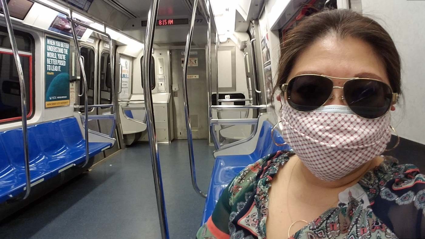 ESSENTIAL WORKER. Laarni Florencio still takes the empty subway to work. As an essential worker, she is on the frontlines of pandemic response in New York City. Photo courtesy of Laarni Florencio 