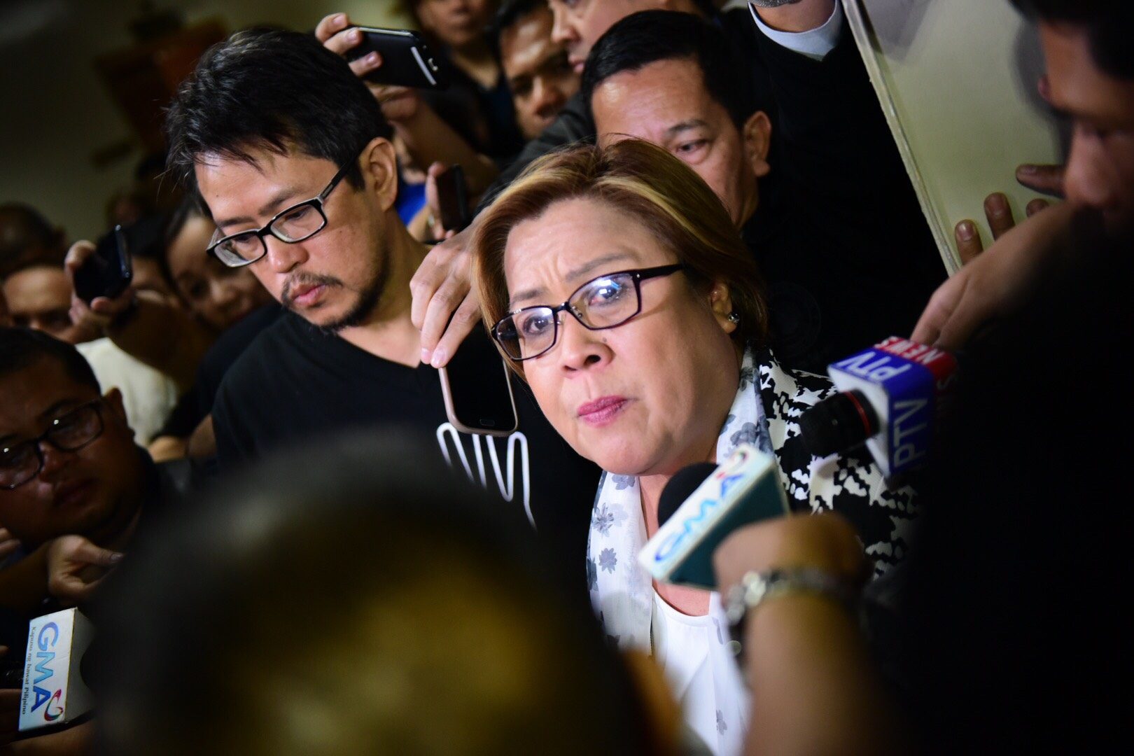 ARREST. Senator Leila de Lima is arrested after a local trial court issued a warrant against her based on a drug case. Photo by Alecs Ongcal/Rappler  