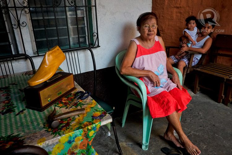 LONGEVITY AWARD. Up until her retirement last year, 82-year-old Cleotilde Tiamzon was the oldest active shoe upper-maker in Marikina.
