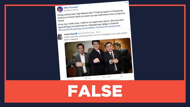 FALSE: Hollywood artists praise Duterte on Twitter