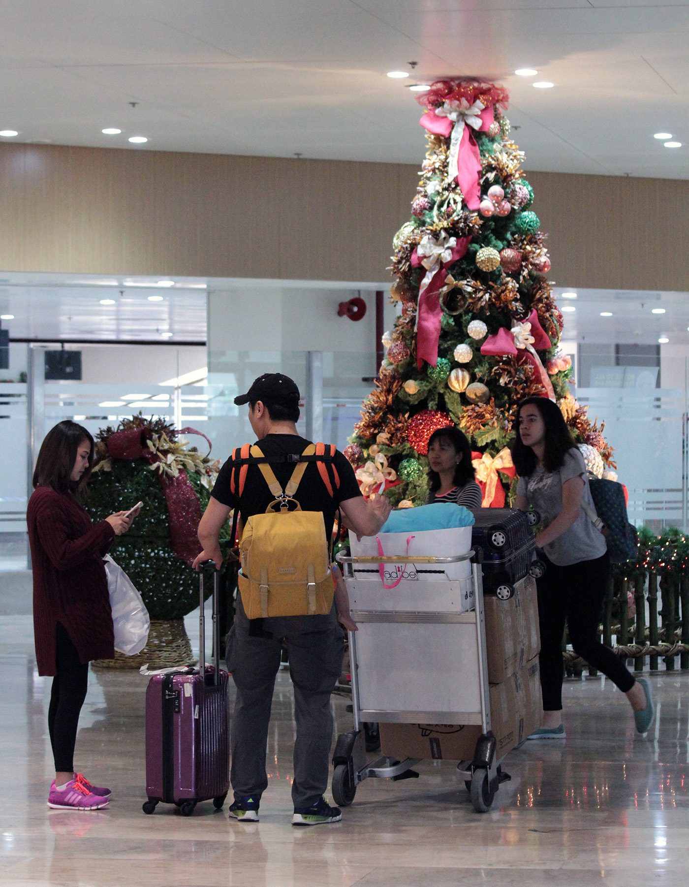 PHOTO. Looks like these passengers will have their souvenir photo taken, with the giant Christmas tree as background. Photo by Jedwin Llobrera/Rappler   