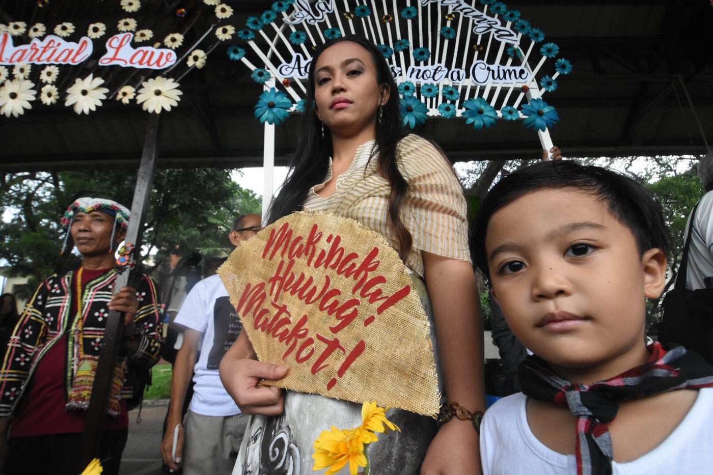 LA REINA ESPERANZA. Hustisya's Maria Teresa Omano portrays the defiance against the Duterte administration's terror listing of activists and development workers. 