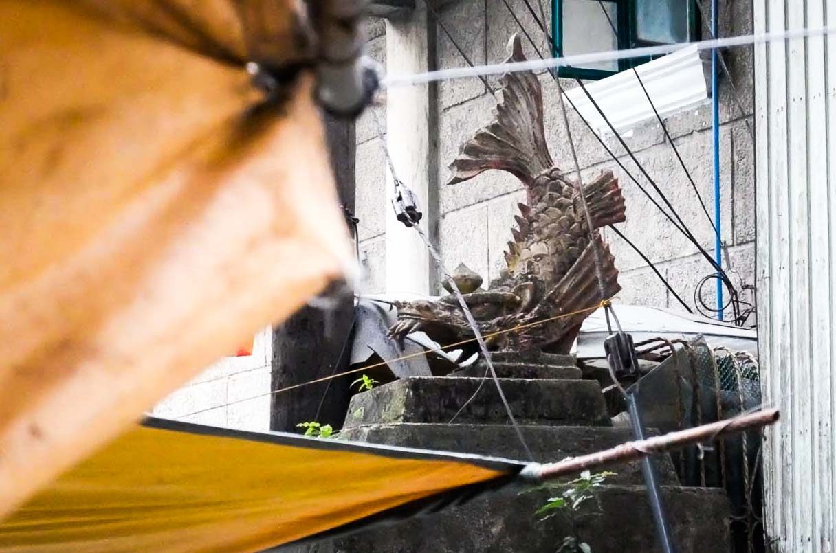 FORMER ENTRANCE. One of the two Shachihoko/Shachi, a Japanese statue that has the head of a tiger and the body of a fish. This used to be the pillar of the entrance to the garden. Photo by Alecs Ongcal/Rappler 
