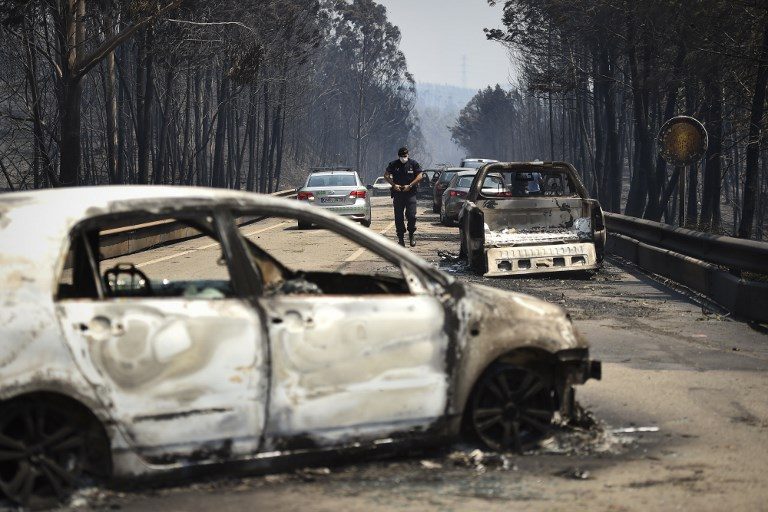 Portugal forest fire turns route 236 into road of hell