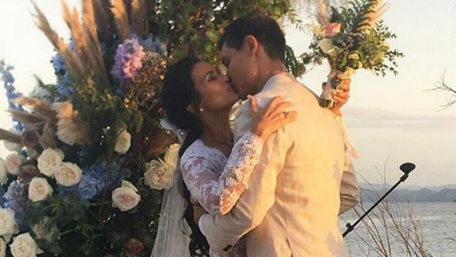 'I DO.' Iza Calzado and Ben Wintle marry in Palawan after getting engaged in 2017. Screenshot from Noel Ferrer's Instagram   