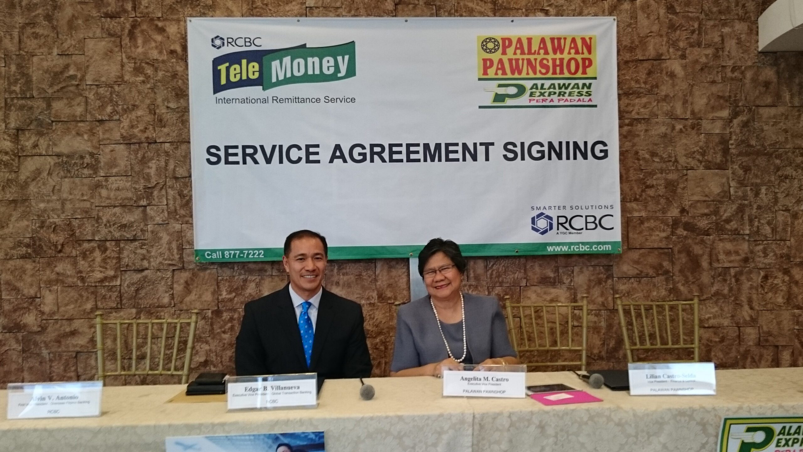 RCBC, Palawan Pawnshop tie up for wider remittances options