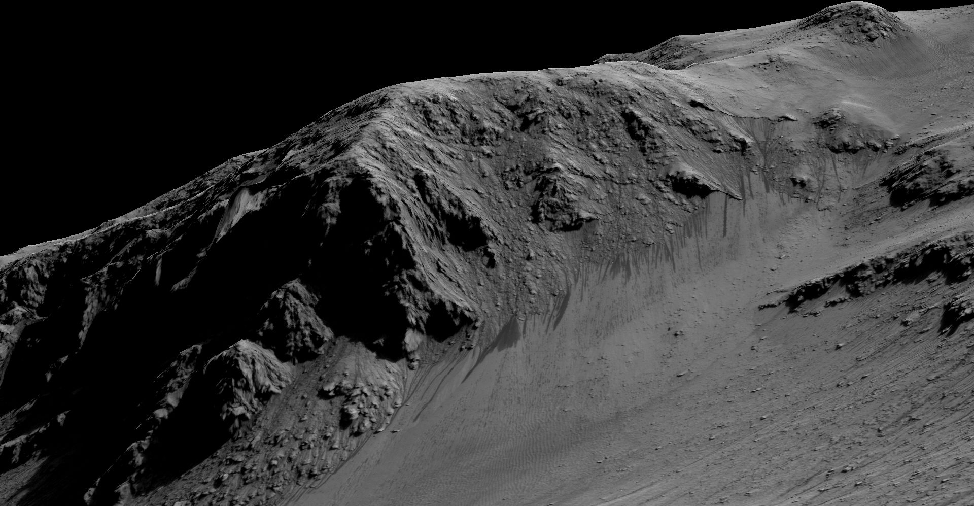 PERMUKAAN MARS. Ini adalah "reccuring slope" yang diduga terbentuk dari air. Foto: EPA/NASA 
