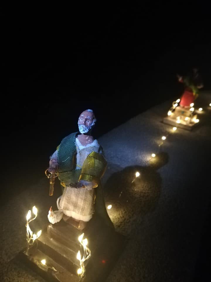MODEL. John Maeson Navarro made the figures using modeling clay, recycled clothes and fairy lights. 
