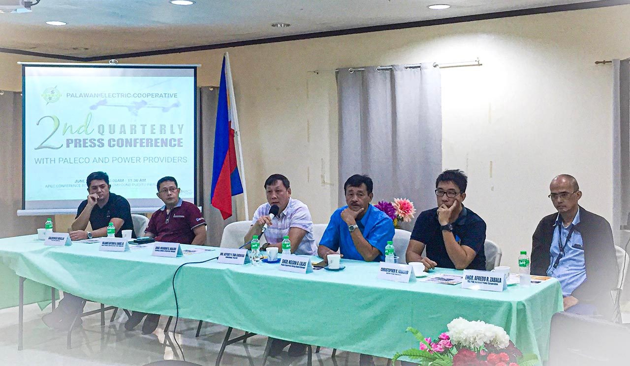 PALAWAN OUTAGES. Paleco officials and independent power provider representatives explain the causes of power interruptions in a press conference on Wednesday, June 26. Photo by Keith Anthony S. Fabro  