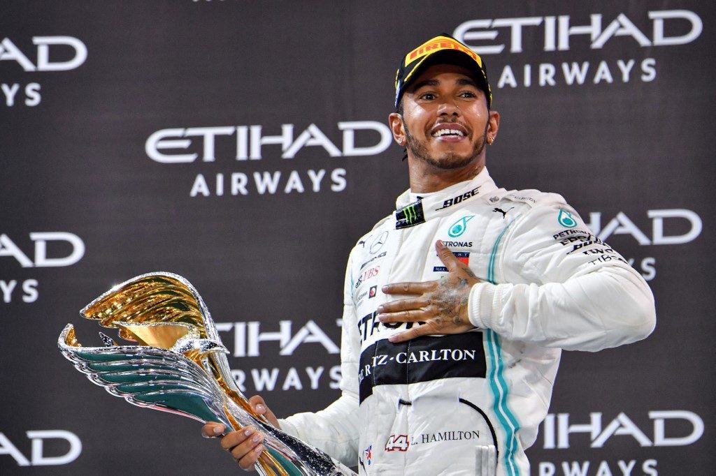 FOR A CAUSE. Lewis Hamilton has been at the forefront of Formula One's advocacy against racism. Photo by Giuseppe Cacace/AFP 