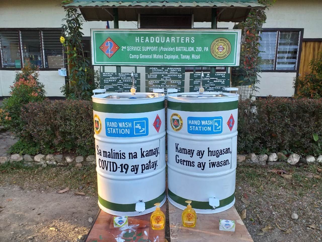 LOOK: PH Army turns metal drums into washing stations for checkpoints