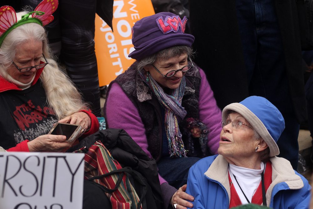 Age doesn't matter: here, senior citizens join in the protest.  