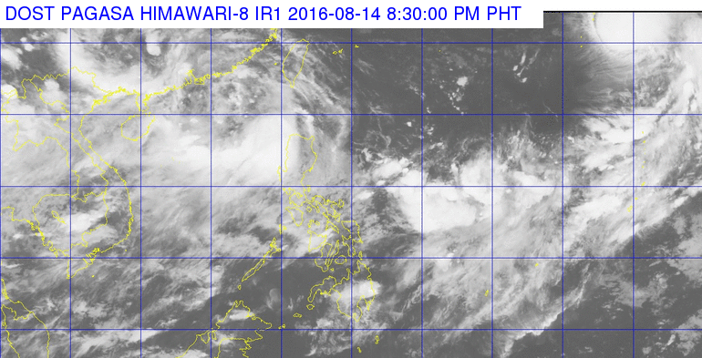 Satellite image as of August 14, 8:30 pm. Image courtesy of PAGASA    