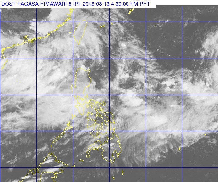 Satellite image as of August 13, 4:30 pm. Image courtesy of PAGASA   