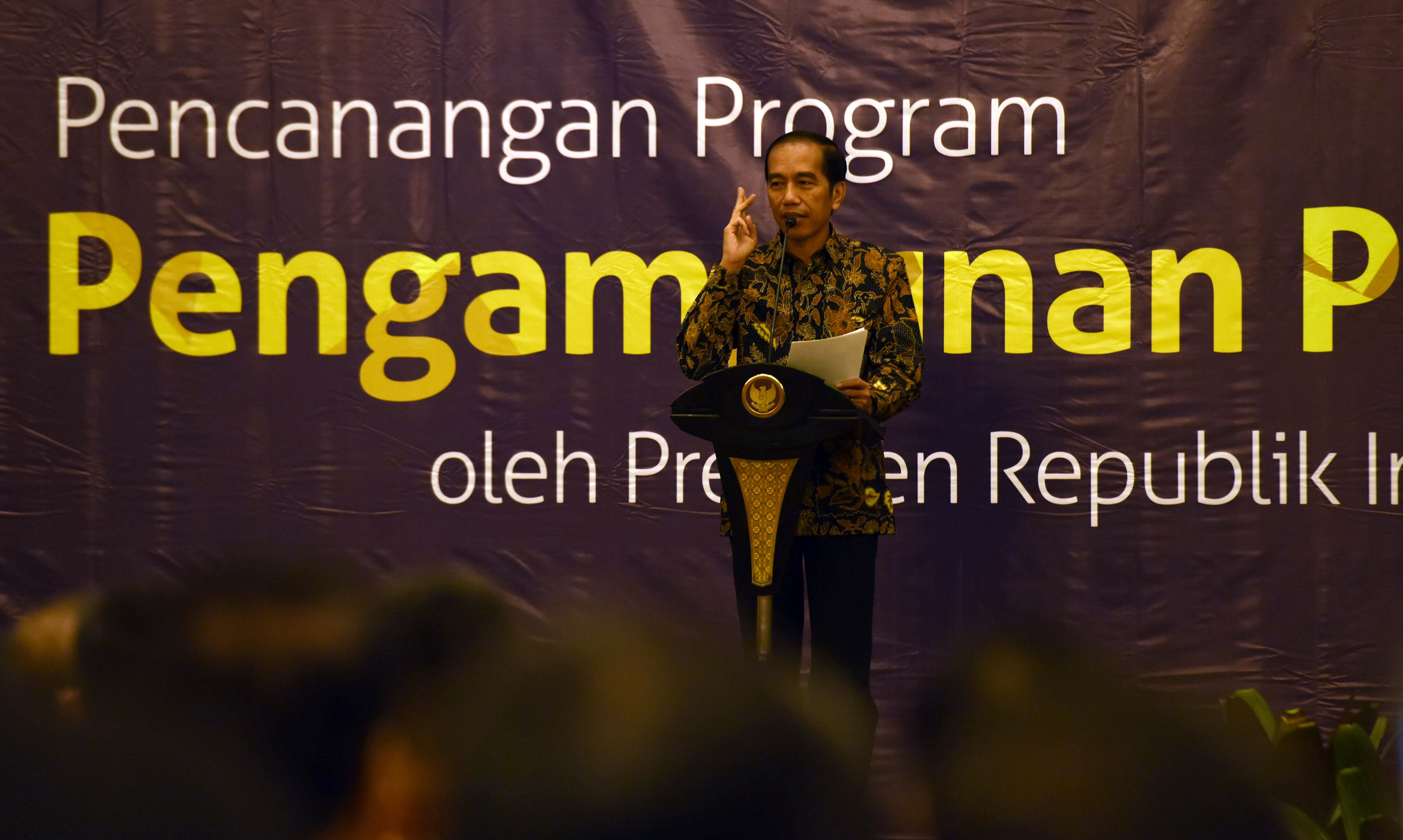 Presiden Jokowi menyampaikan sambutan pada peluncuran Program Pengampunan Pajak, di Kantor Pusat Ditjen Pajak, Jakarta, pada 1 Juli 2016. Foto dari Setkab.go.id 