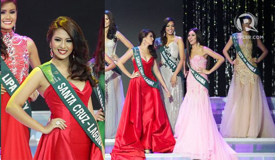 DRESSING BEAUTY QUEENS. Alyanna Cagandahan  wears a red gown by Bessie at the Miss Philippines Earth 2015 pageant. File photo by Mark Cristino/Rappler  