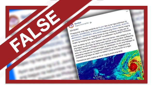 FALSE: U.S. typhoon center warns Yolanda-like super typhoon to hit PH