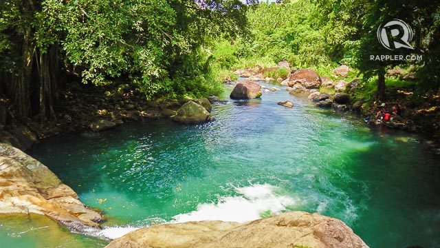 GREEN POOLS. Tinago cascades into vivid green pools like this. 