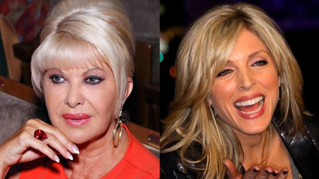 EX-WIVES. Ivana Trump (L) in September 2012, and Marla Maples (R) in January 2010. Ivana Trump photo by Cindy Ord/Getty Images/AFP; Marla Malpes photo by Frederick M. Brown/Getty Images/AFP 