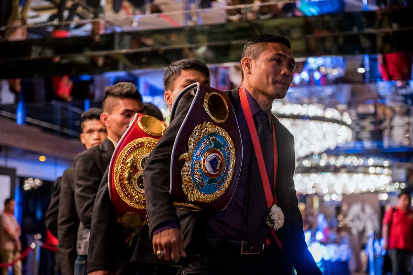 WBO/RING magazine junior flyweight champion Donnie Nietes leads the parade of champions. Photo by Arvee Eco/Rappler 