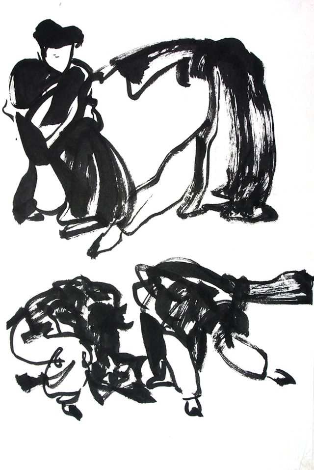 'Seri Improvisasi Tari' oleh BenCab, 25 lembar, tinta di atas kertas beras, 1983 hingga 1984, di Museum Yuchengco.  Foto milik Museum Yuchengco 