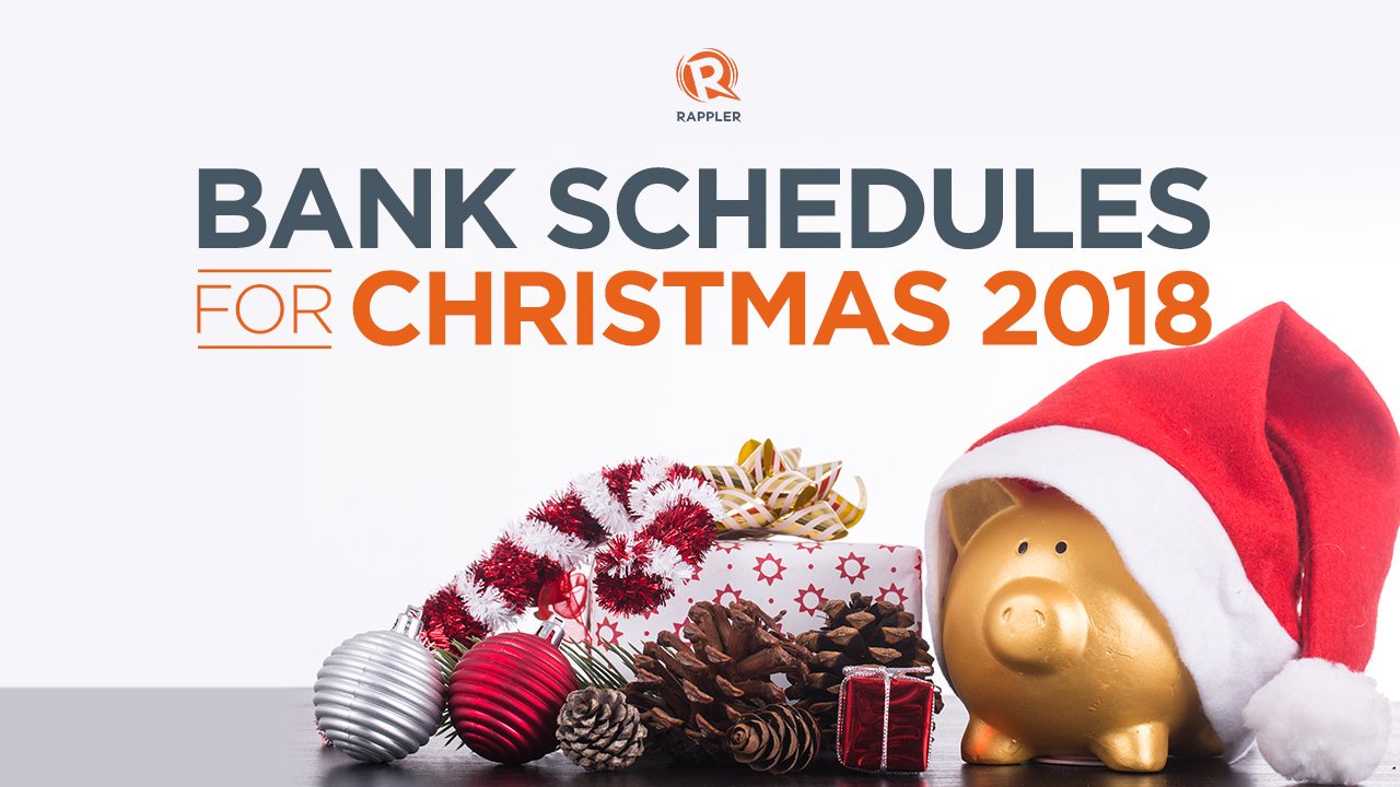 Bank schedules for Christmas 2018