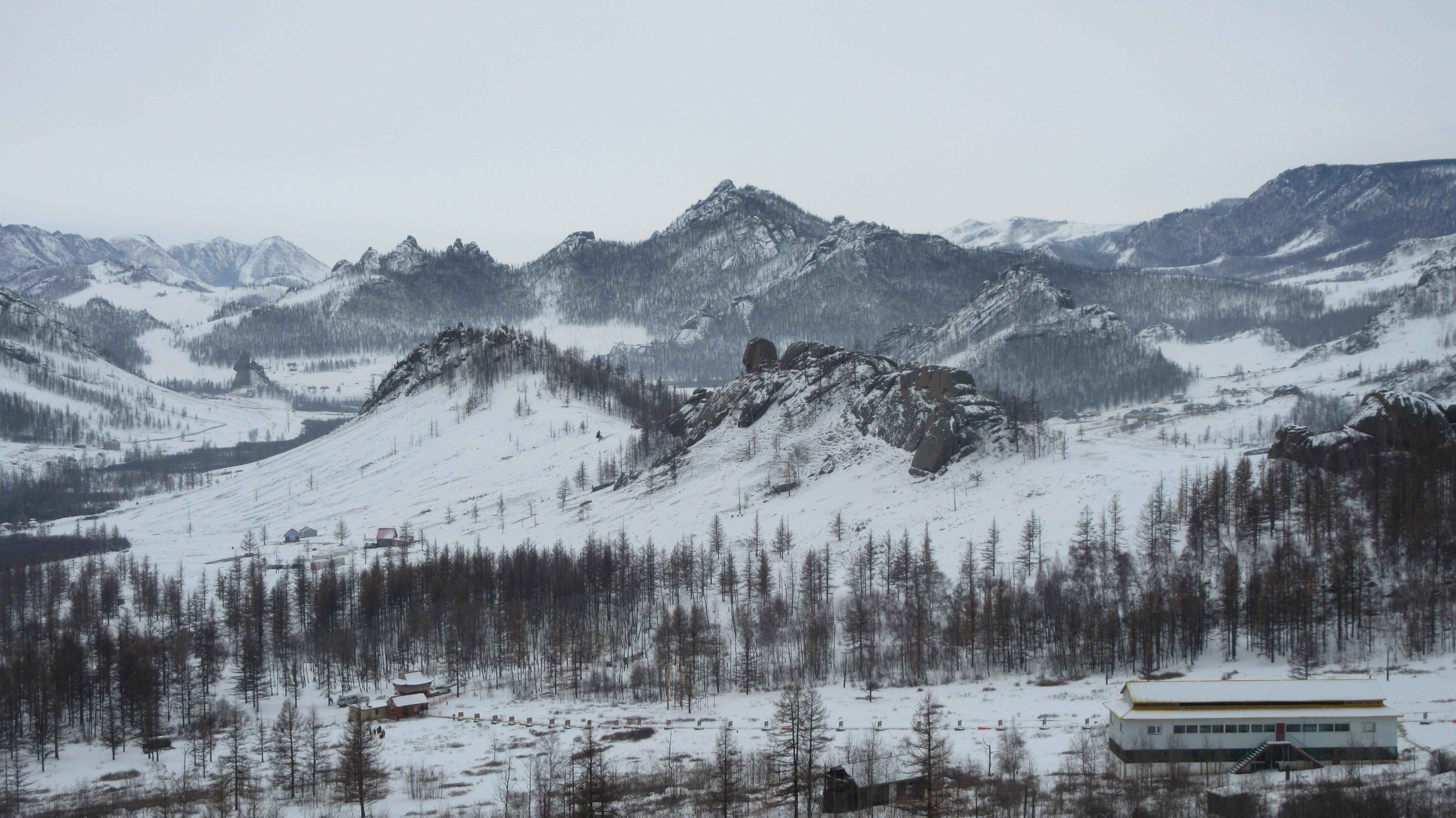 SNOWY EXPERIENCE. The snow covered trees, rock formations and mountains of Terelj Park are picturesque 