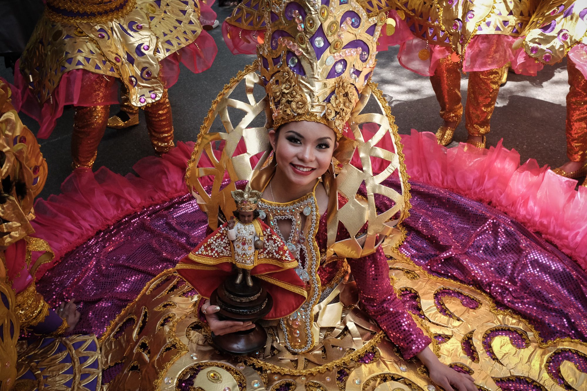 SINULOG. Jessa May Briones, 21, migrates to the US in 2012 and is one of the Sinulog dancers in the parade.  