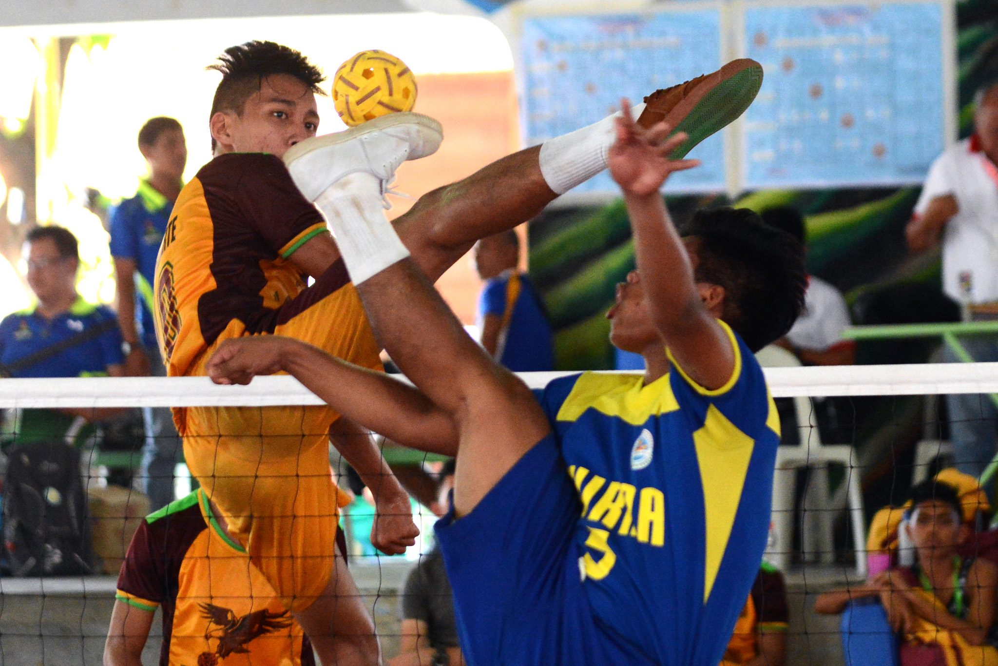 INTENSE. Sepak takraw players in action. Photo by Roy Secretario/ Rappler 