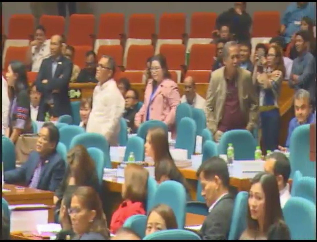 NAYS. Some of the legislators who voted against the CHR budget slash. Screenshot from the House of Representatives livestream 