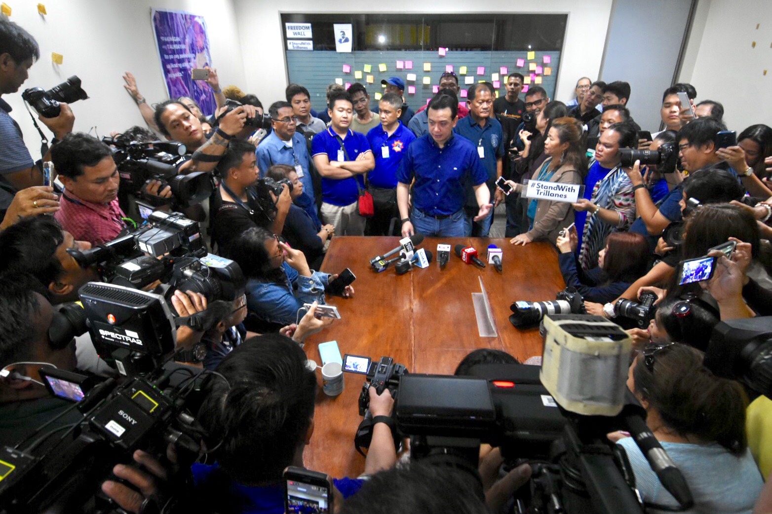 CHALLENGE. Senator Trillanes holds a press conference on Friday morning, September 7 as he continues to challenge President Duterte's proclamation voiding his amnesty. Photo by Angie de Silva/Rappler  