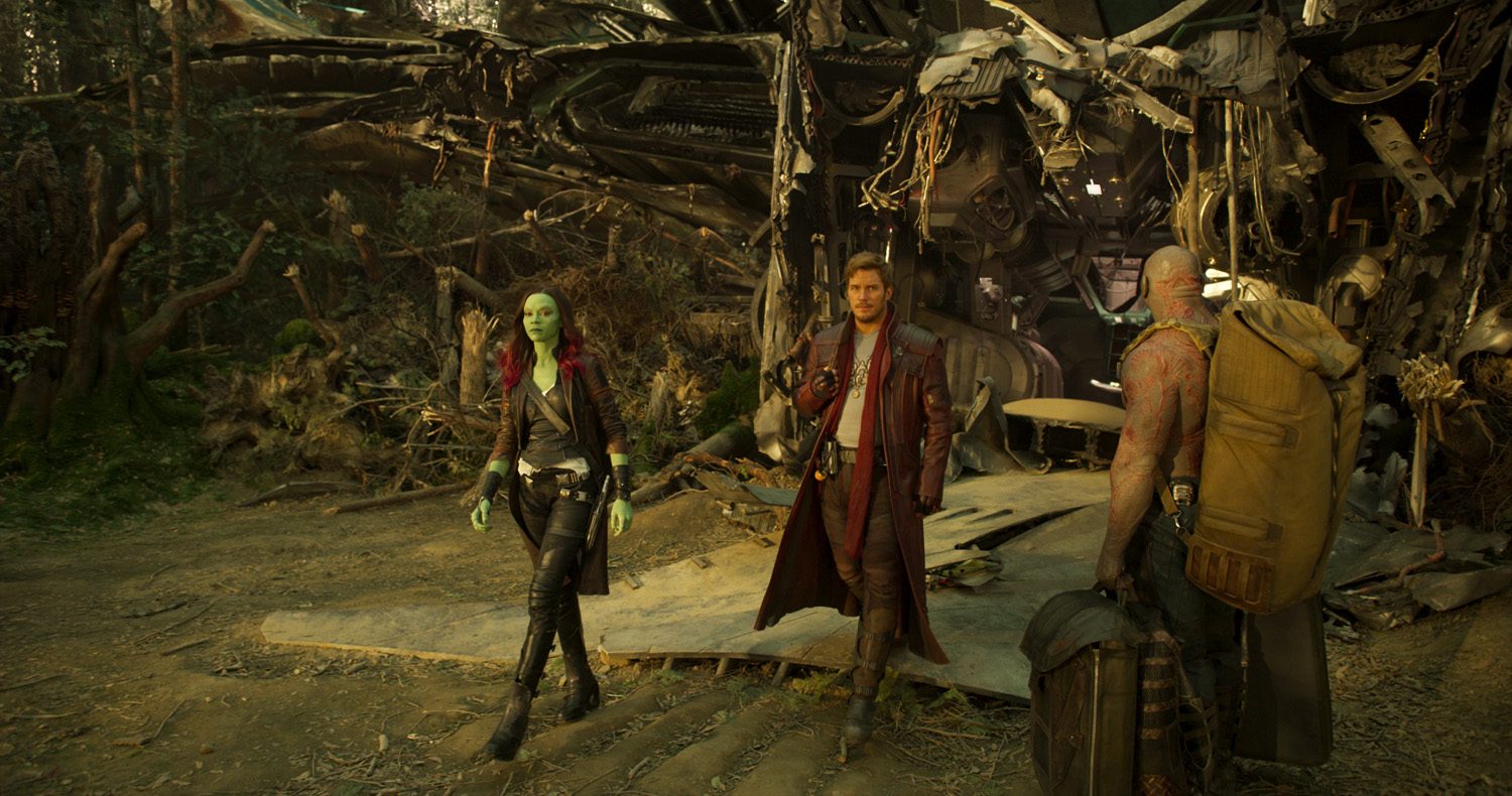 HEROES. From left to right: Gamora (Zoe Saldana), Peter Quill (Chris Pratt), and Drax (Dave Bautista) in 'Guardians of the Galaxy Vol. 2.' Photo courtesy of Walt Disney Studios Motion Pictures 