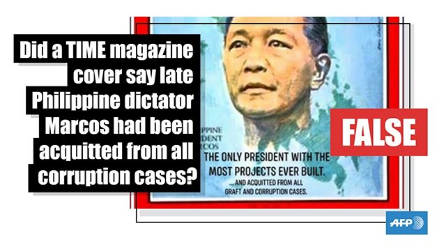 FALSE:  Time magazine says late dictator Marcos has been acquitted from all corruption cases