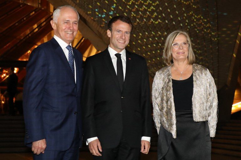 Global giggles as Macron praises Aussie leader’s ‘delicious’ wife