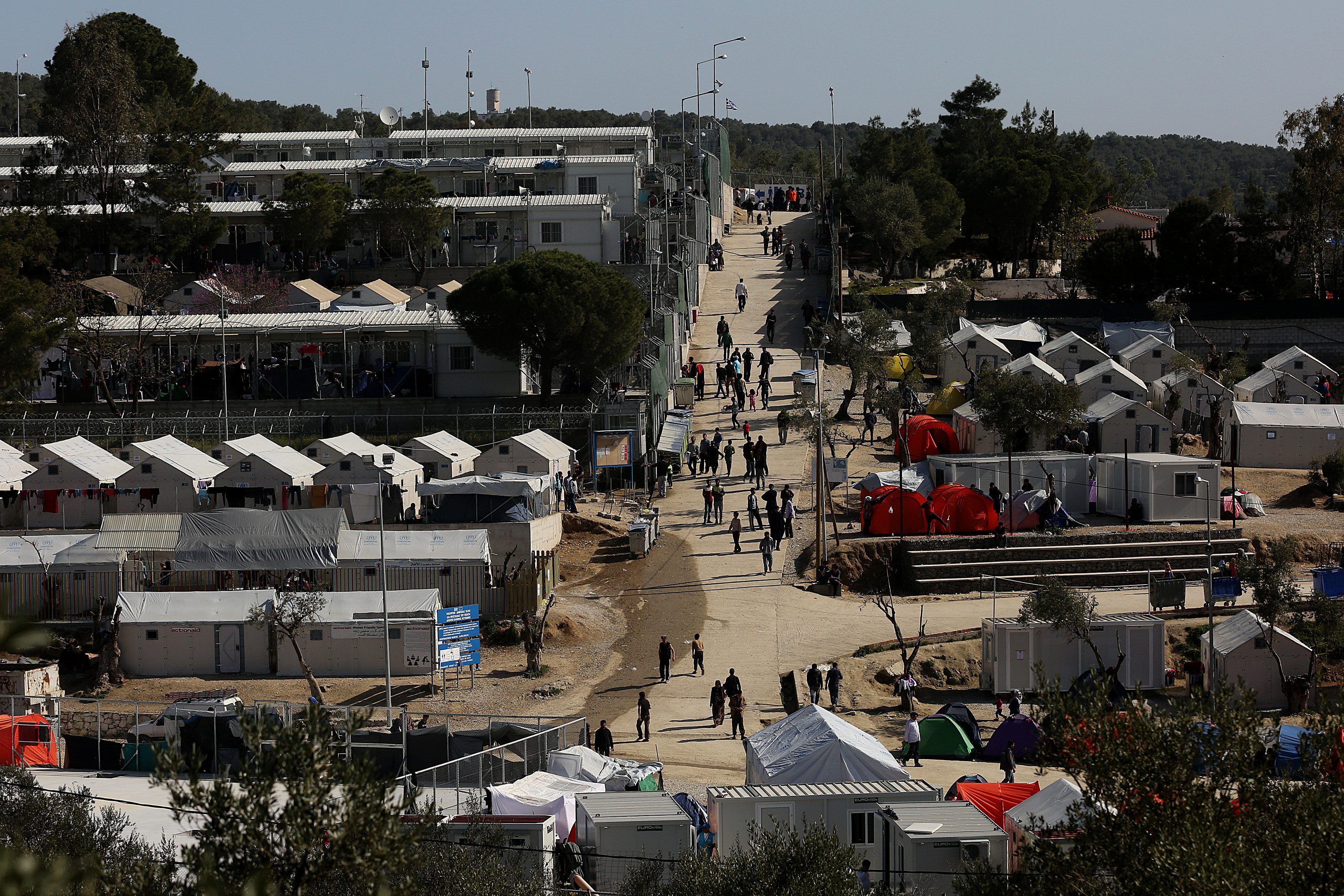 REFUGEE CAMP. A general view over a hotspot refugee camp, formerly a detention center, in Moria, Greece on April 5, 2016. File photo by Orestis Panagiotou/EPA 