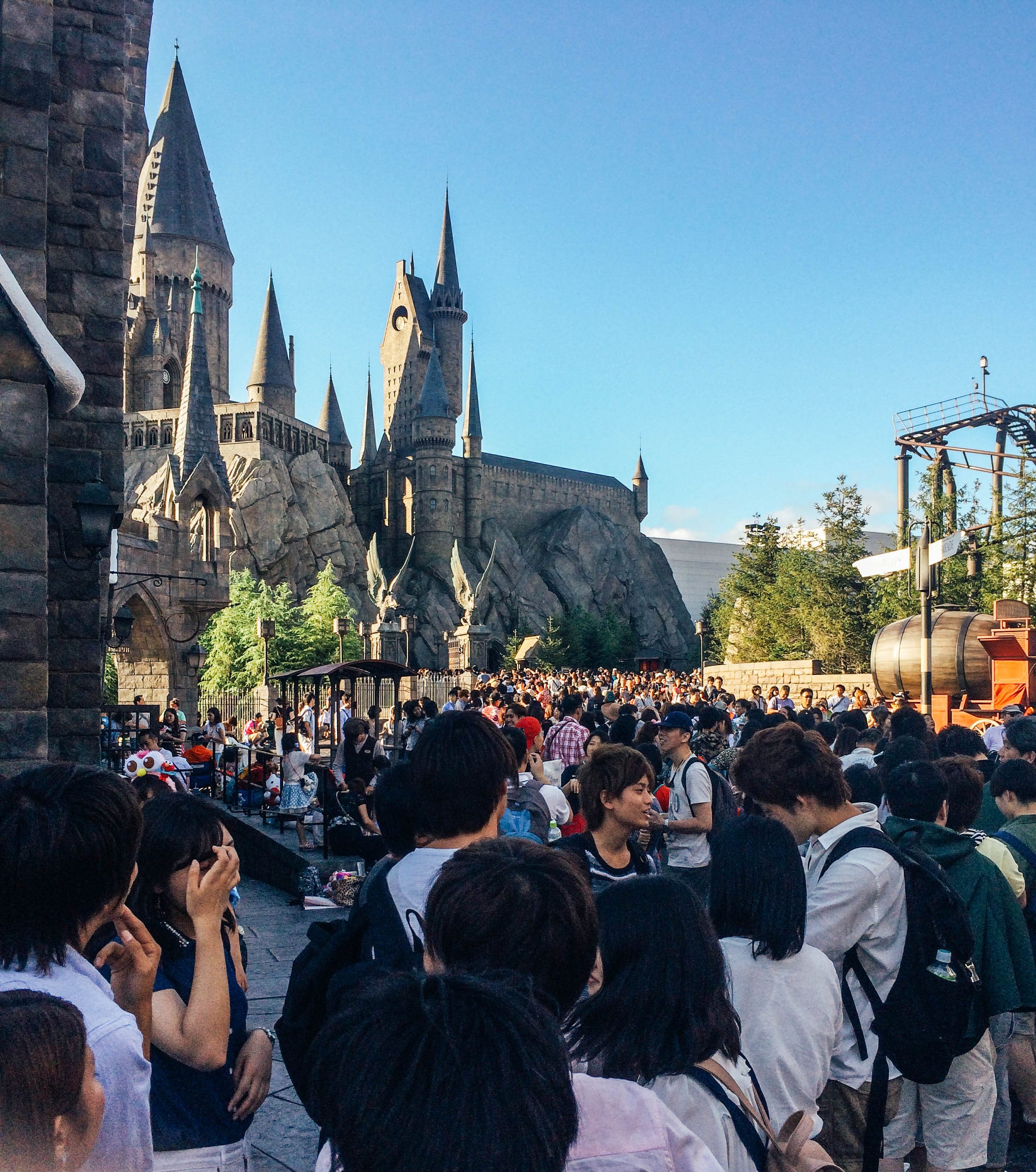 Start of the line for Harry Potter and the Forbidden Journey ride in the late afternoon 