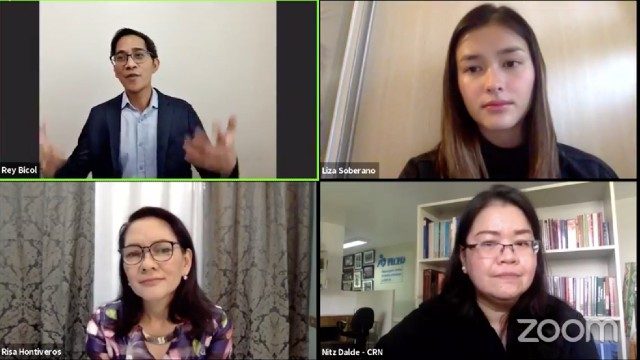 OSEC. Liza Soberano is among the panelists during an online discussion about sexual exploitation of children. Screenshot from Facebook/ Senator Risa Hontiveros 