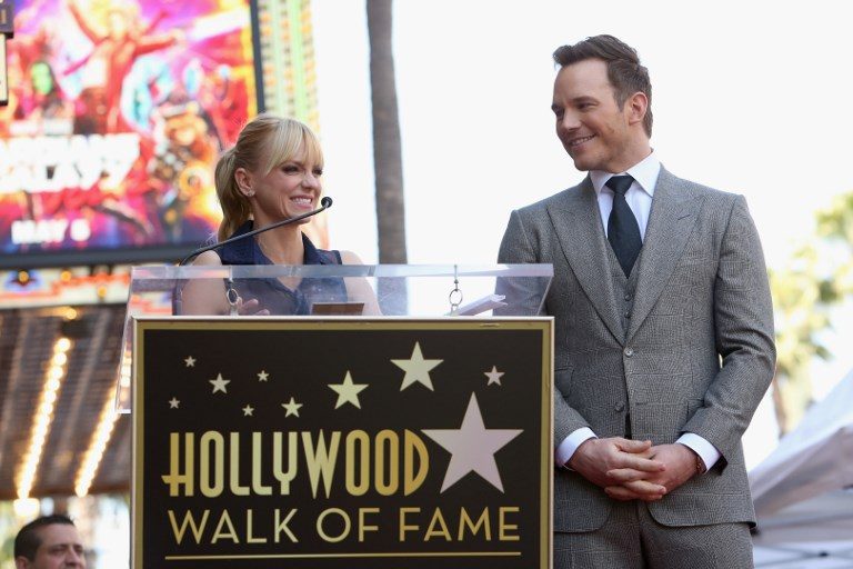 HAPPY TIMES. Anna Faris and Chris Pratt during Walk Of Fame Star Ceremony on April 21, 2017 in Hollywood, California. Photo by Jesse Grant/Getty Images for Disney/AFP 