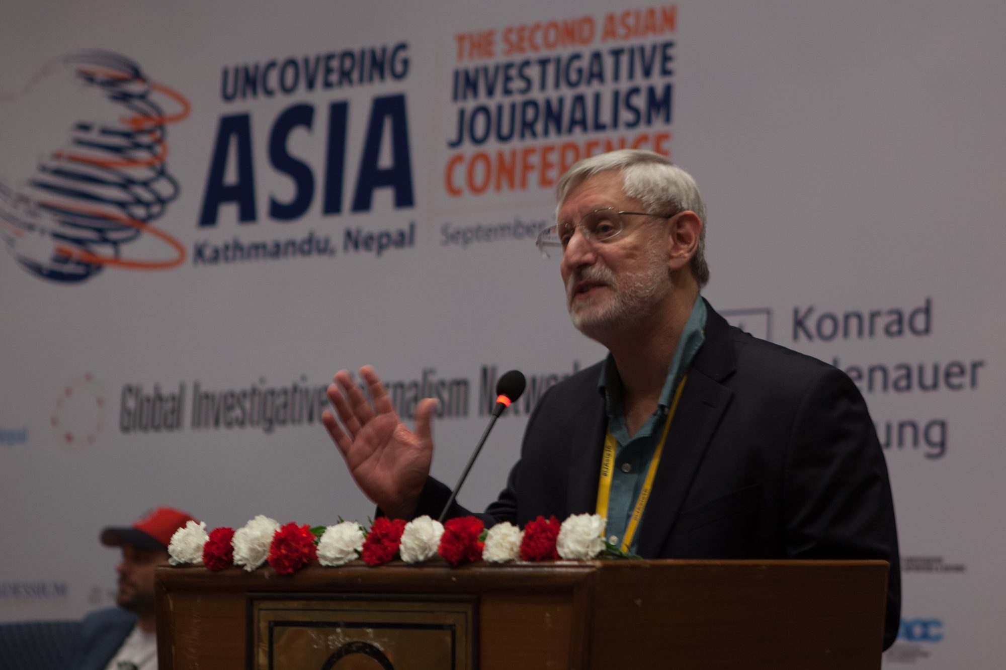 UNCOVERING ASIA. David Kaplan, head of the Global Investigative Journalism Network, at the opening session of Uncovering Asia: The 2nd Asian Investigative Journalism Conference in Kathmandu, Nepal. Photo by Rappler 