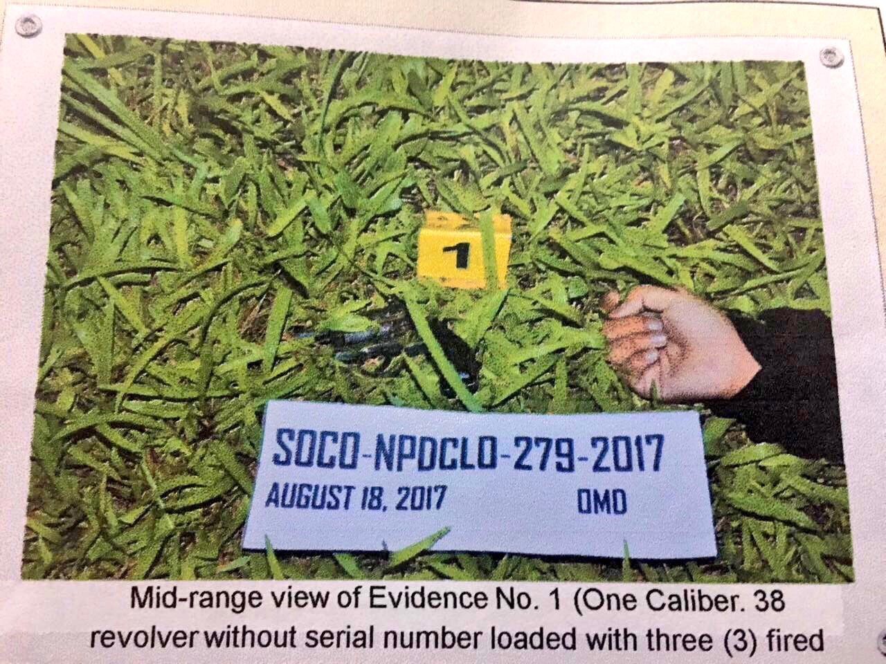 'EVIDENCE.' A police handout photo of the evidence recovered at the crime scene. No bullet slugs were found. Photo from PNP 