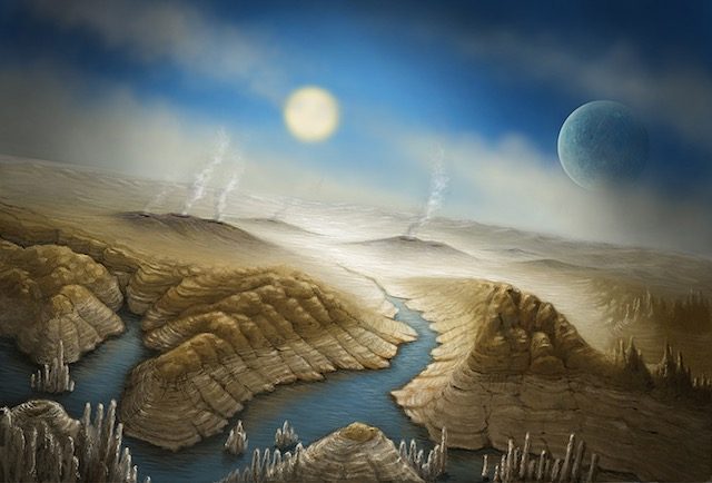 LIKE EARTH. Artist impression of the surface of Kepler 452b. Illustration courtesy SETI Institute/Danielle Futselaar 