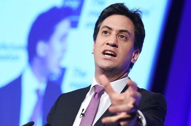 NEXT PM? British Labour party leader Ed Miliband delivers a speech at the British Manufacturers' conference in central London, Britain, 26 February 2015. Andy Rain/EPA 