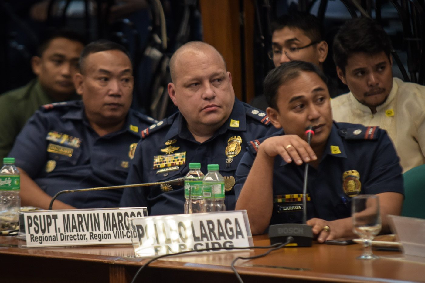 LEYTE COPS. Superintendent Marvin Marcos and Chief Inspector Leo Laraga, the police officials who led the operation against Rolando Espinosa Sr. Photo by LeAnne Jazul/Rappler  