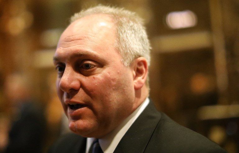 SHOT. In this file photo, US House Majority Whip Steve Scalise (R-LA) speaks to the media after a meeting at Trump Tower on December 12, 2016 in New York City. Spencer Platt/Getty Images/AFP  