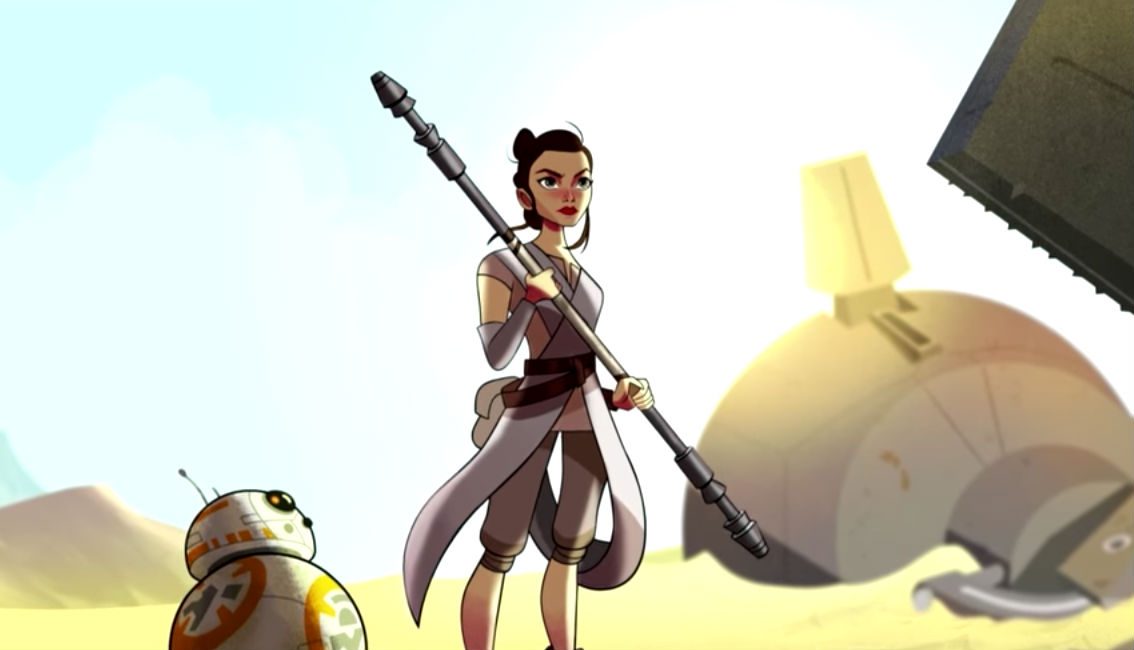 Art Concept of Rey. Screengrab from YouTube/ Disney  