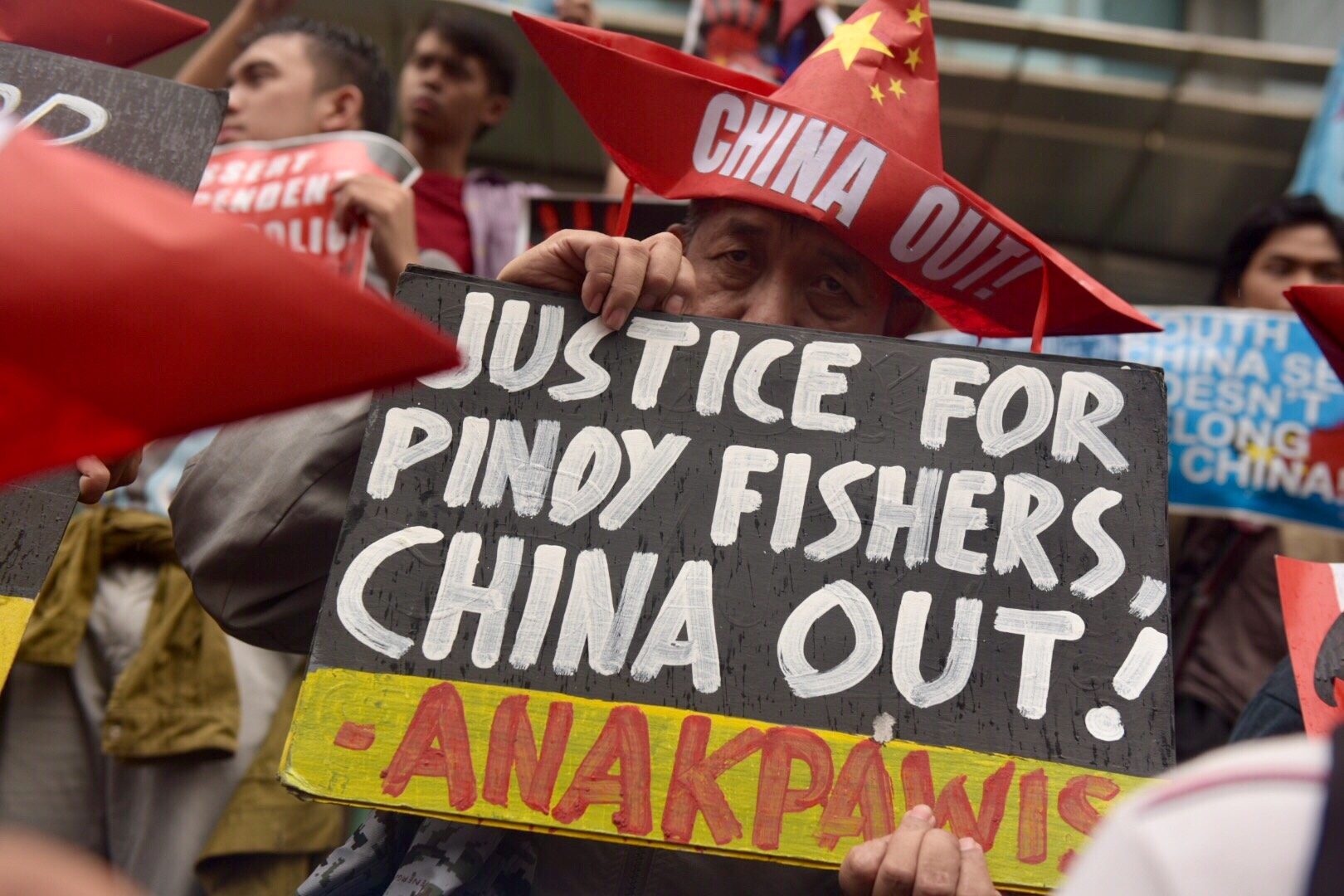 CHINA OUT! Militant groups call on China to leave the disputed territories in the West Philippine Sea. 