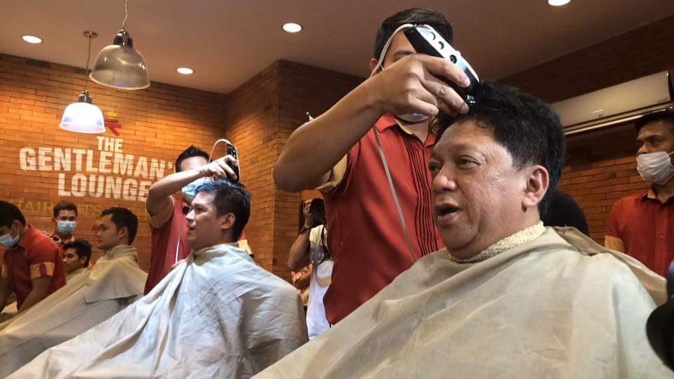 COUNCILORS TOO. From (R-L) Councilors Danilo Dayanghirang, Al Ryan Alejandre and Bermie Al-ag troop to the barbershop together.  