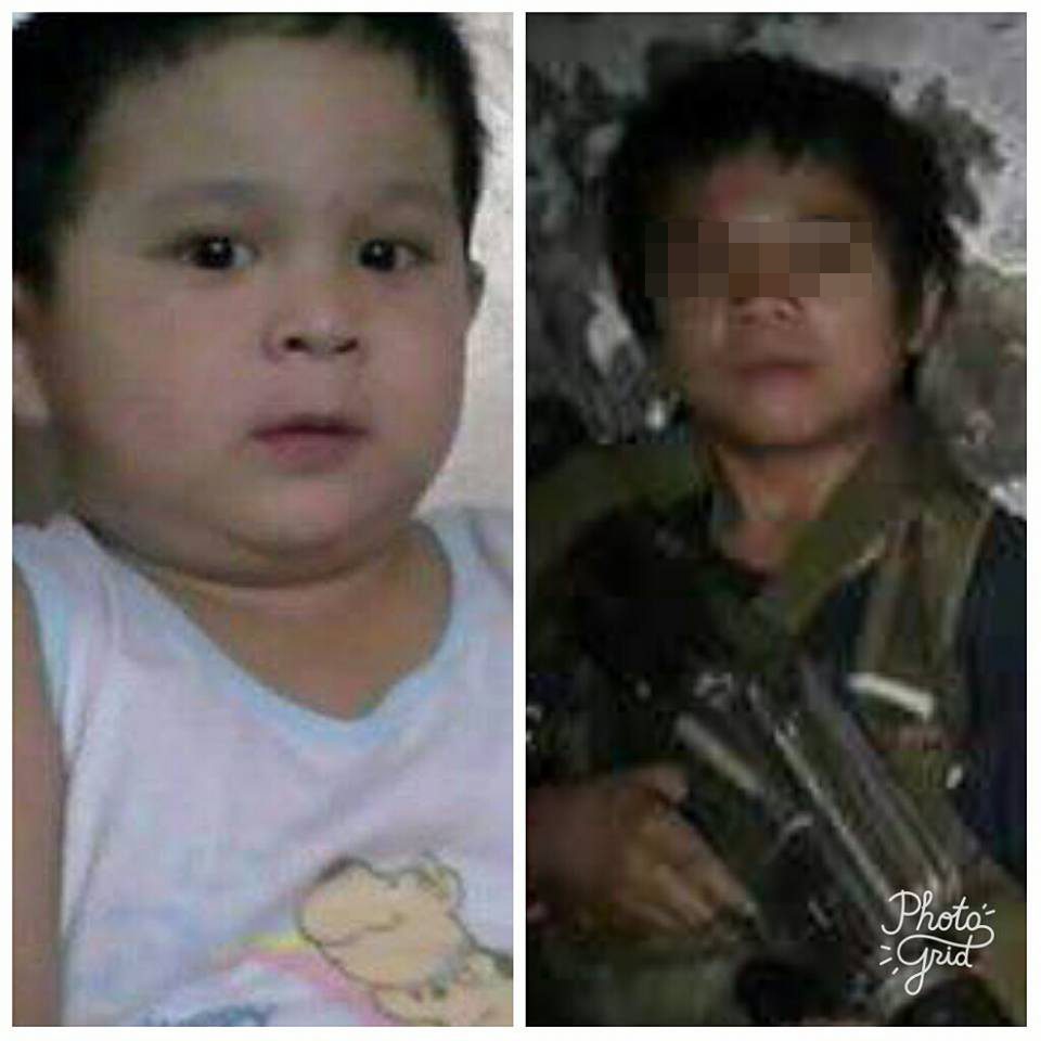 RESEMBLANCE. Rowhanisa Abdul Jabar posts this composite photo of her missing son Ram-ram (left) and a Maute child soldier.  