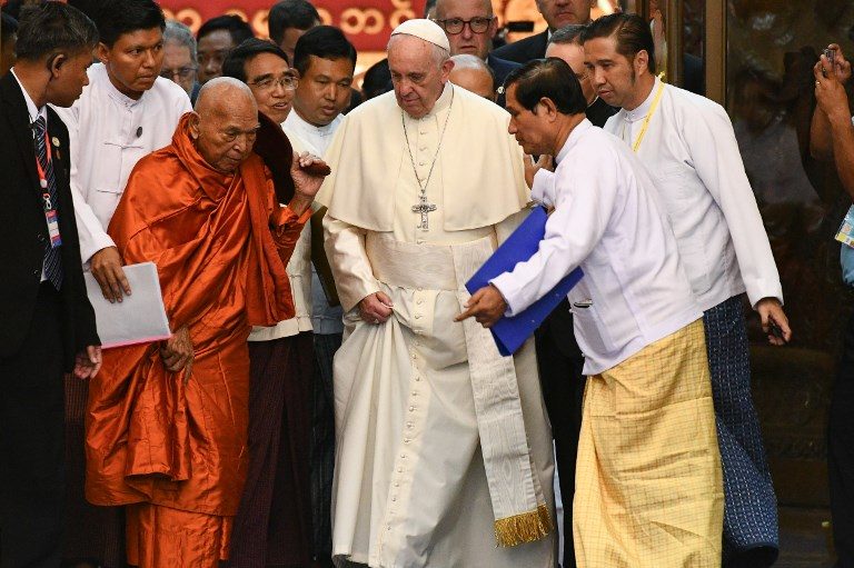 Pope urges Myanmar Buddhist clergy to tackle ‘prejudice and hatred’