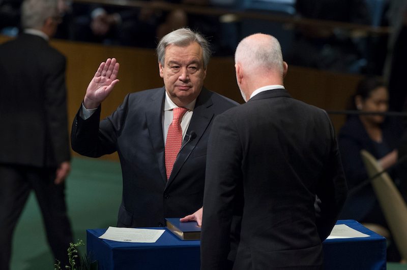 Antonio Guterres sworn in as UN chief, pledges change